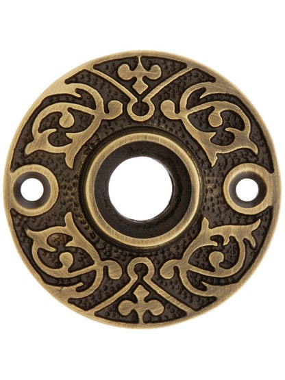 2 inch Cast Brass Fleur-de-Lis Rosette in Antique Brass.